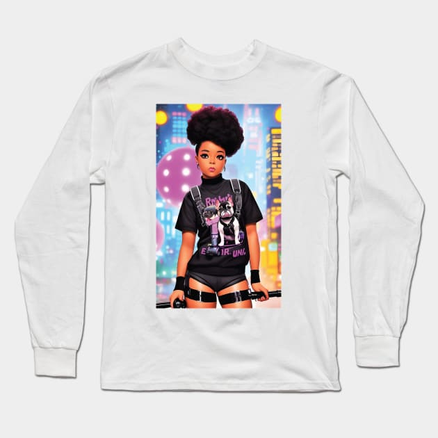 Cyber Punk Black Girl Long Sleeve T-Shirt by joejdiaz